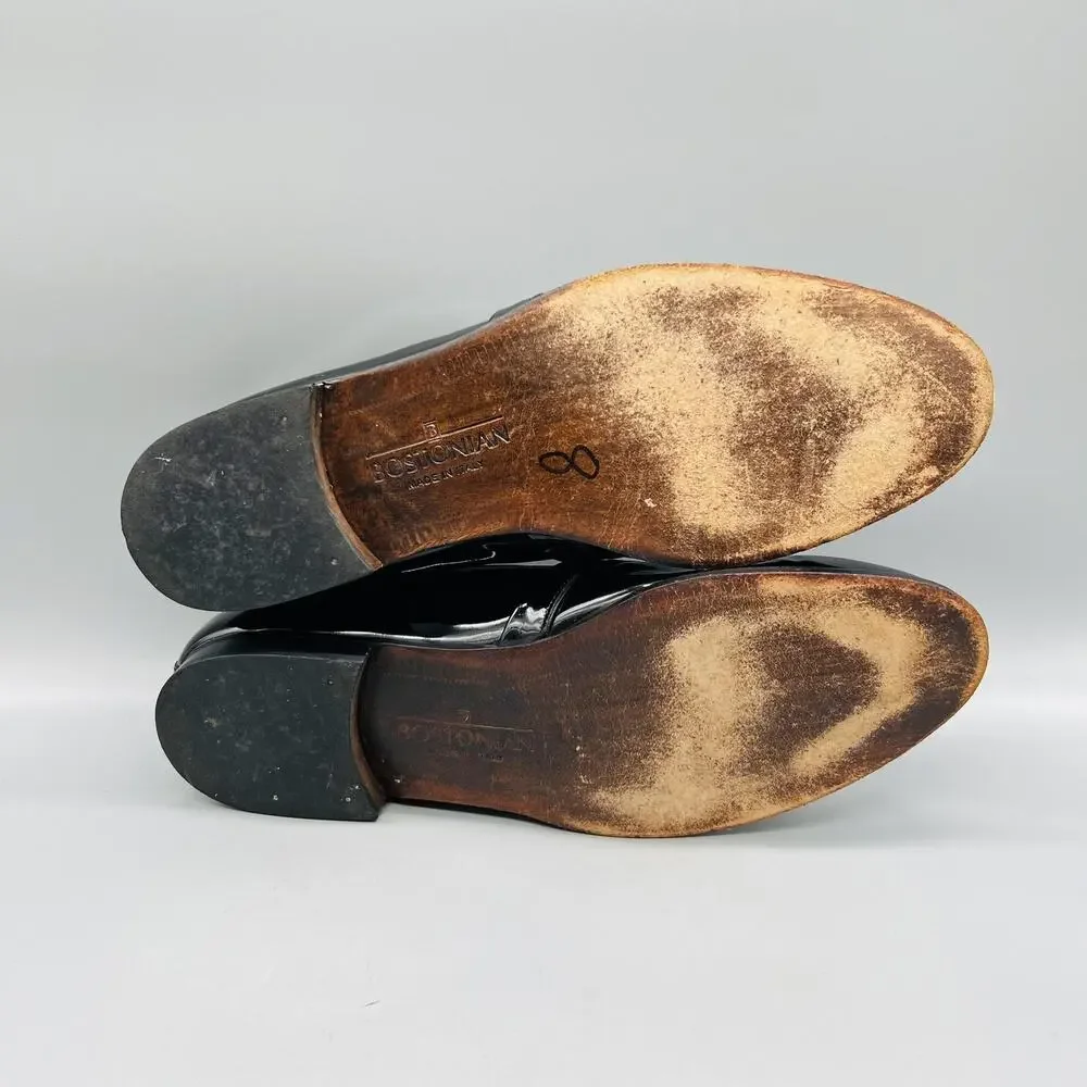 Bostonian Shoes Mens 12 Black Patent Leather Florentine Loafer Made Italy Vtg